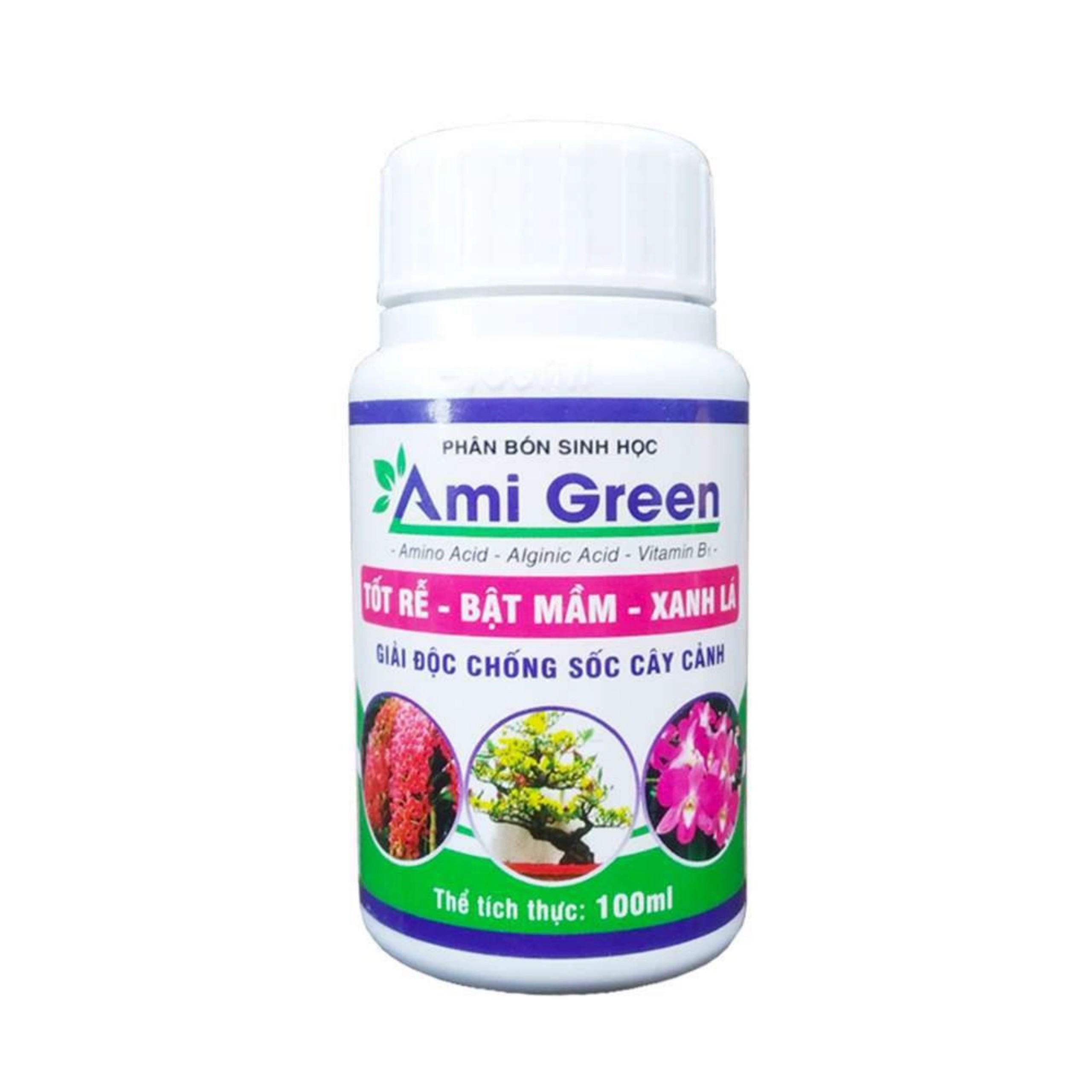 Phân bón sinh học ami green 100ml kích rễ - kích mầm - giải độc cây trồng