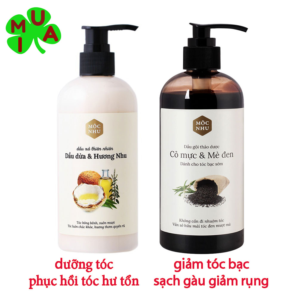 Dầu gội Cỏ Mực Mộc Nhu 300ml và Dầu xã Dầu Dừa Hương Nhu 300ml