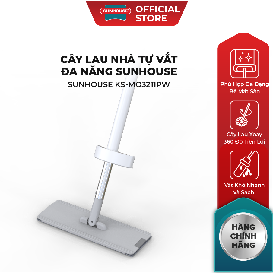 Cây lau nhà tự vắt đa năng SUNHOUSE KS-MO3211PW