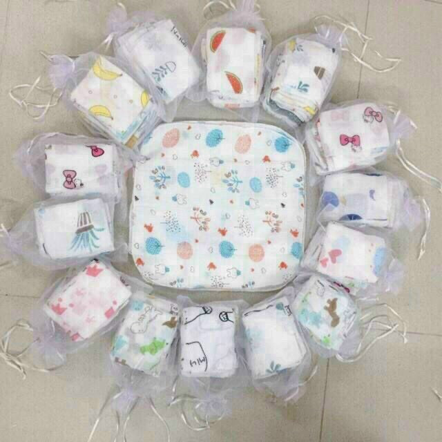 Set 10 khăn sữa túi lưới cho bé