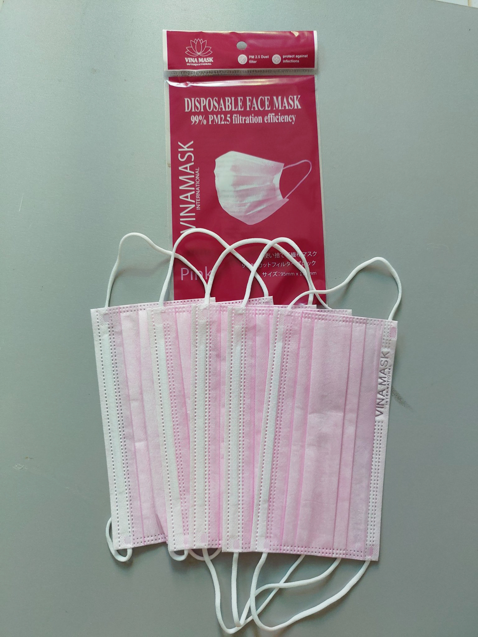 [HCM]Set 5 khẩu trang y tế Nhật Bản Vina Mask 3 màu trắng hồng xanh