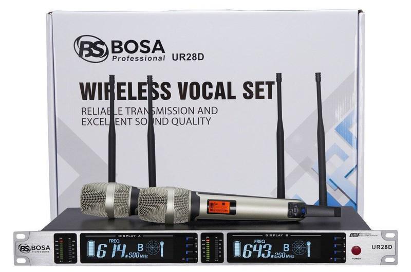 Micro karaoke không dây BOSA UR28D 4 anten bắt sóng cực mạnh và xa, chất âm hay, tiếng mic nhẹ