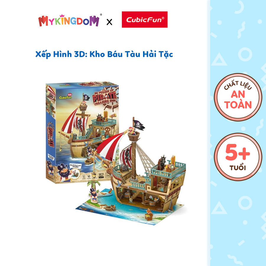 Đồ chơi cubic fun trẻ em xếp hình 3d: kho báu tàu hải tặc p832h