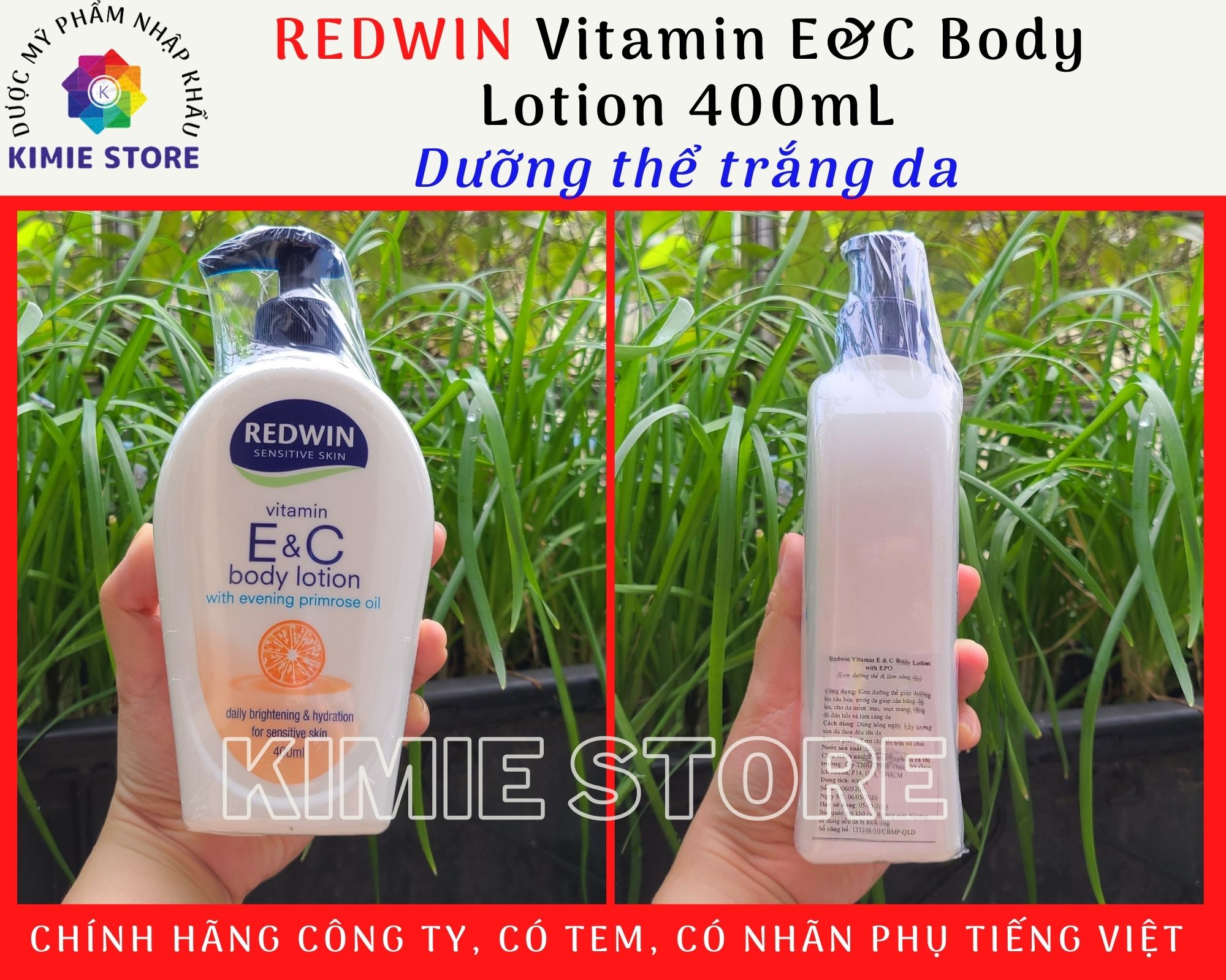 Redwin vitamin e&c body lotion 400ml - dưỡng thể trắng da