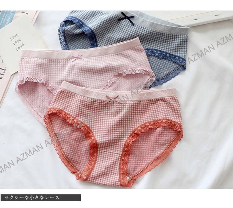 Set 5 quần chip nữ kẻ ô cao cấp nhiều màu dễ thương ql04, quần lót nữ cotton viền ren kháng khuẩn