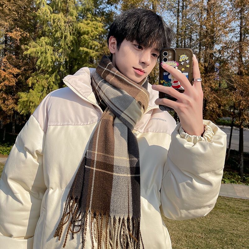 Khăn choàng cổ nam mùa đông phong cách Hàn Quốc đa năng học sinh ấm áp dày dặn quà tặng thời trang hợp thời trang khăn choàng cổ nam