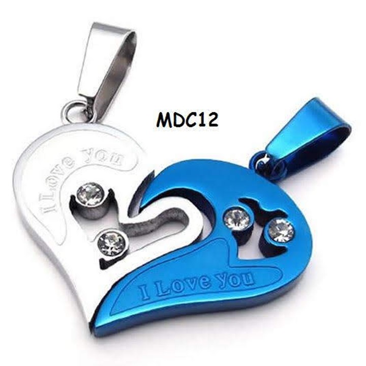 Mặt dây chuyền đôi titan inox ghép trái tim không đen rỉ vĩnh viễn MDC12