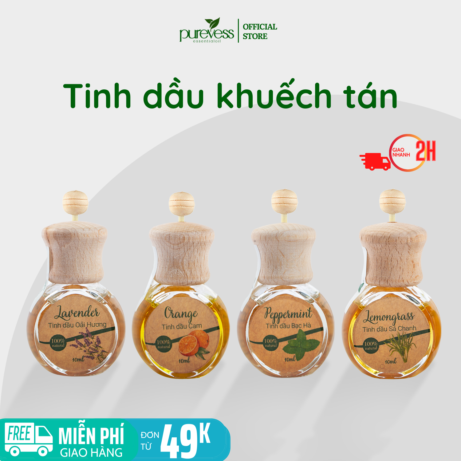 Tinh dầu ô tô, tinh dầu thơm xe ô tô, tinh dầu thơm phòng, dung tích 9ml – Purevess gian hàng chính hãng
