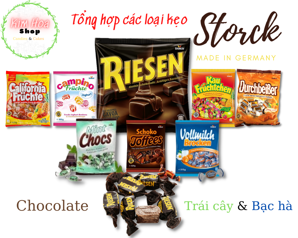 Kẹo sô-cô-la & trái cây & bạc hà riesen storck chocolate & fruit nhập khẩu chính ngạch từ eu - made in germany