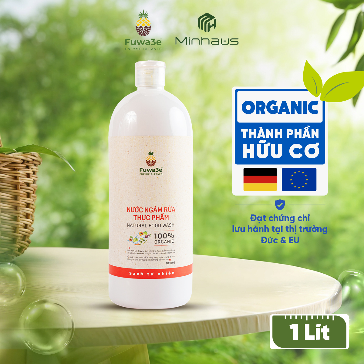 Nước Ngâm Rửa Thực Phẩm Fuwa3e Làm Sạch Tồn Dư Bảo Vệ Thực Vật Trong Rau Củ Trái Cây dung tích 1L