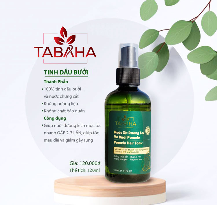 [HCM]Xịt dưỡng tóc tinh dầu bưởi Tabaha từ bưởi 5 Roi 120ml hàng chính hãng kích thích mọc tóc con ngăn rụng tóc hói tóc
