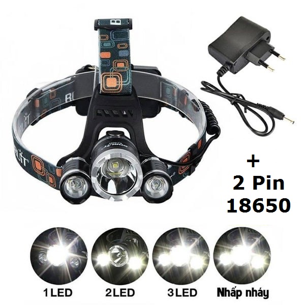 Đèn pin đội đầu 3 bóng Led siêu sáng T6