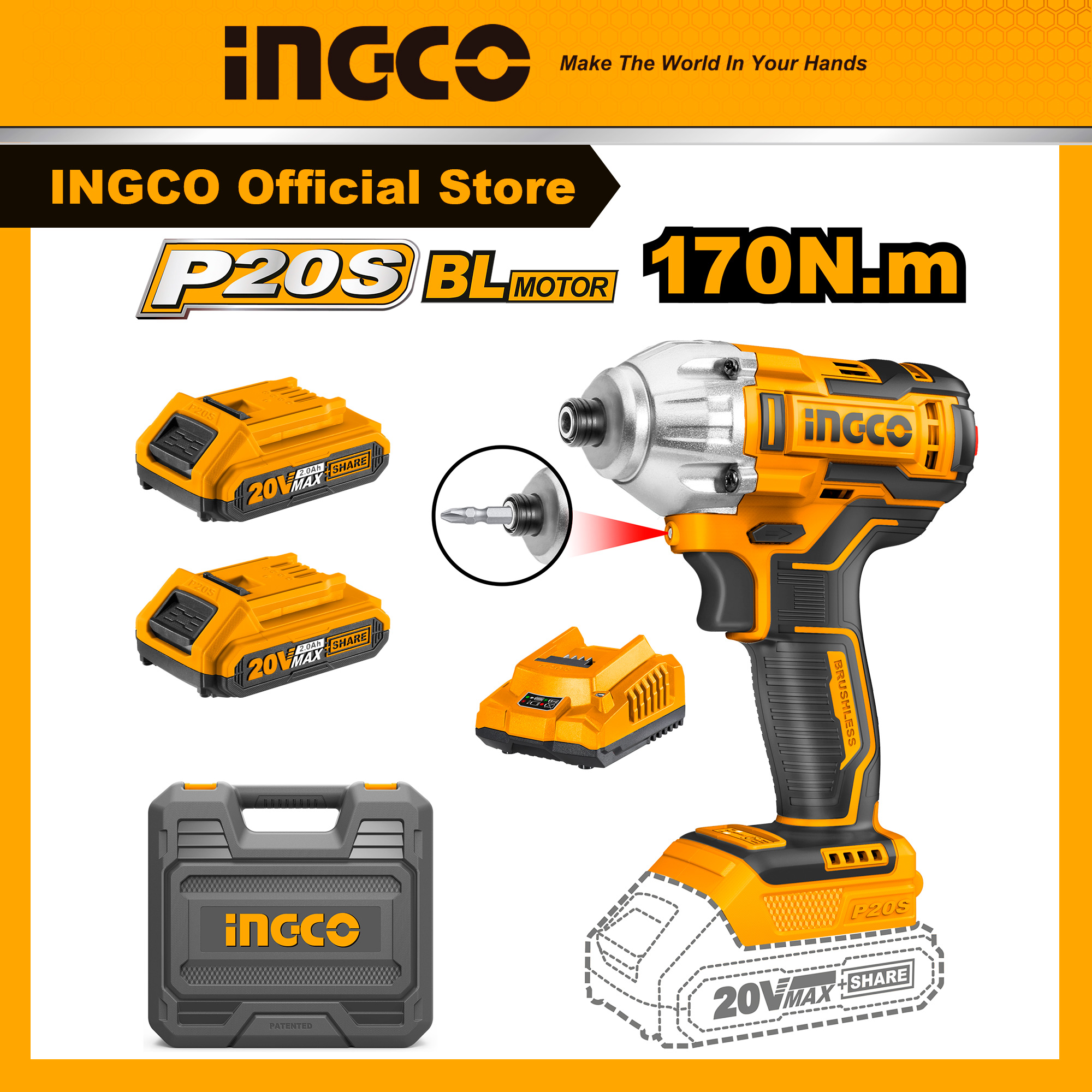 Máy siết mở vít dùng pin lithium 20v ingco cirli2017
