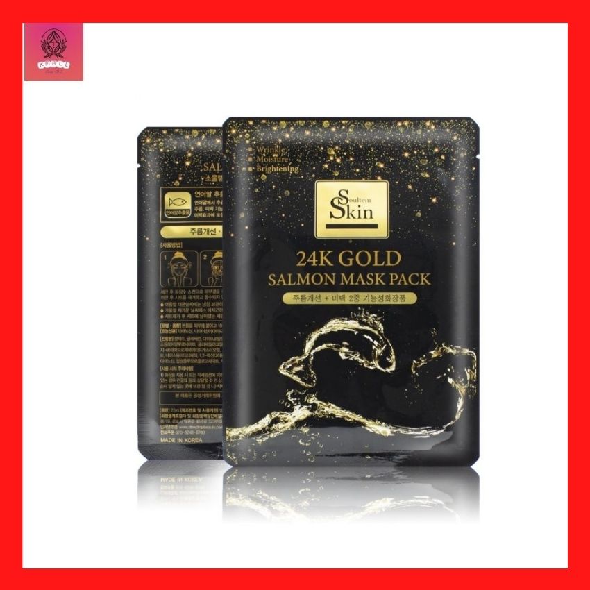 [SỊN SÒ] Mặt nạ dưỡng da cá hồi vàng 24k Gold Salmon Mask Pack Kmall A506, cải thiện nếp nhăn chuyên sâu, đánh bay nhân mụn, phục hồi da bị tổn thương, dưỡng ẩm, chống nhăn và làm trắng hiệu quả, nhập khẩu Hàn Quốc, combo 5c
