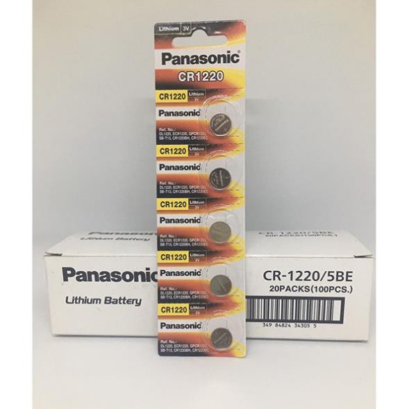Pin cr1220 panasonic 3v lithium chính hãng vỉ 5 viên