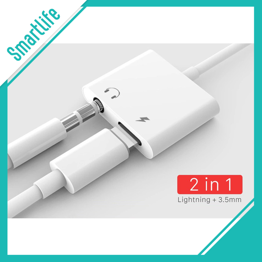 Jack chuyển đổi từ lightning sang cổng sạc lightning và tai nghe jack 3.5mm cho Iphone 7/7p/8/8P/X  Phonecase