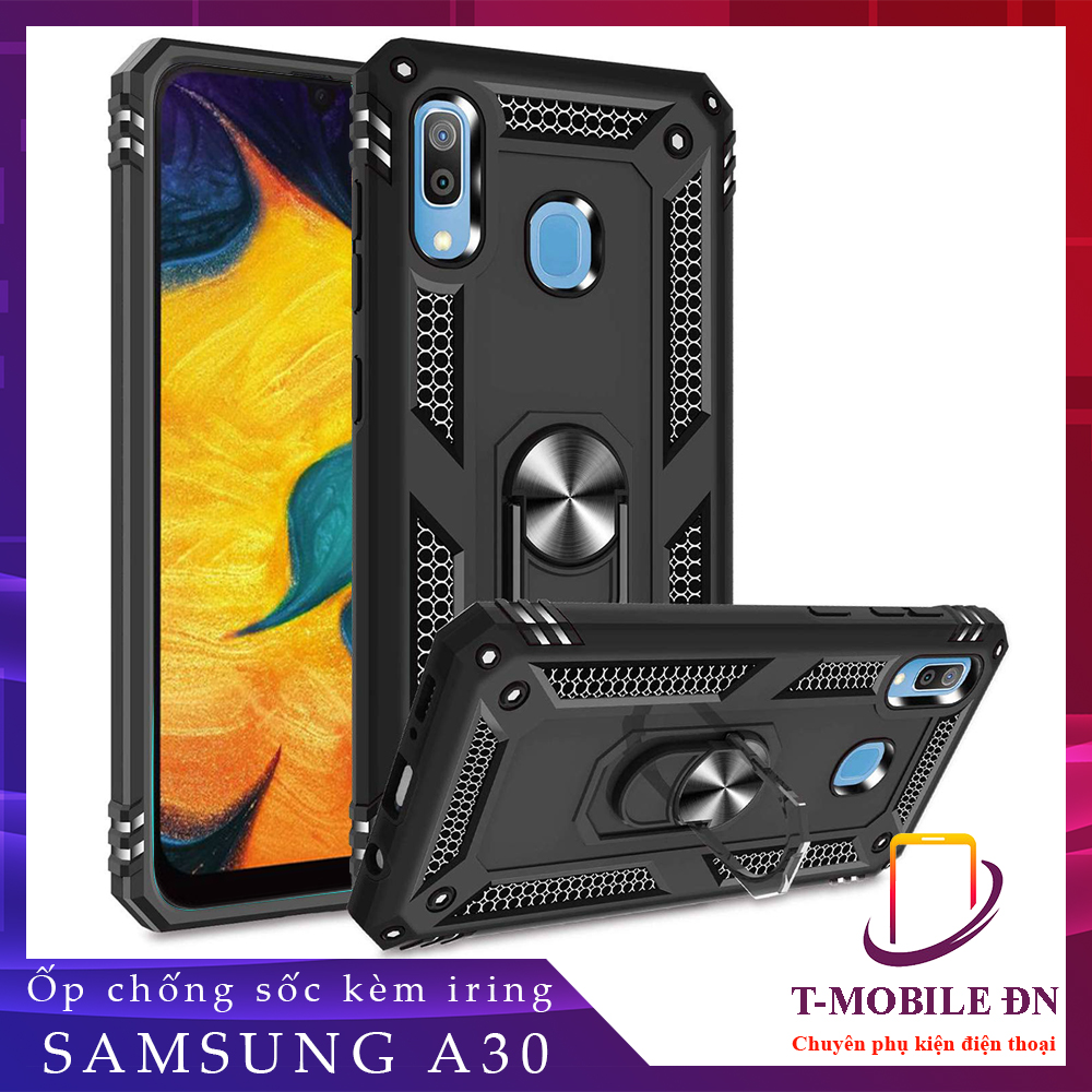 Ốp lưng Samsung A30 chống sốc 2 lớp kèm nhẫn iring giá đỡ bảo vệ máy toàn diện chuẩn châu âu