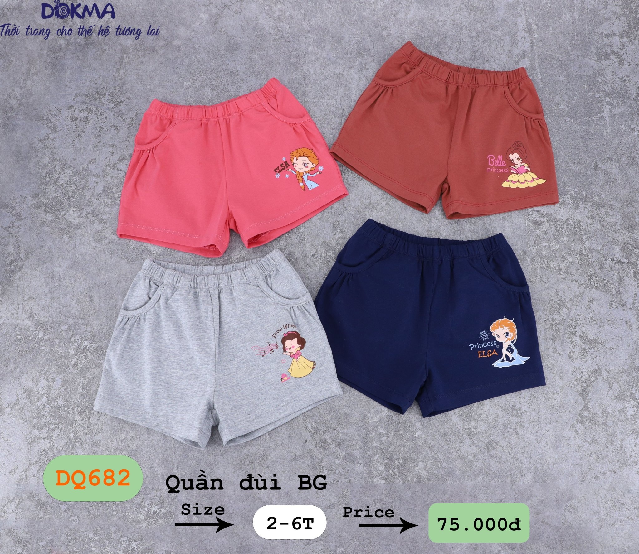 Quần đùi bé gái 2-6 tuổi Dokma