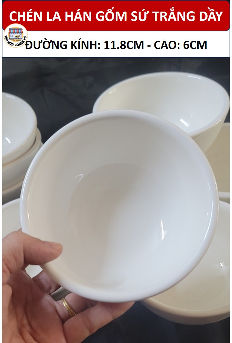 Bộ 10 chén la hán gốm sứ trắng cao cấp