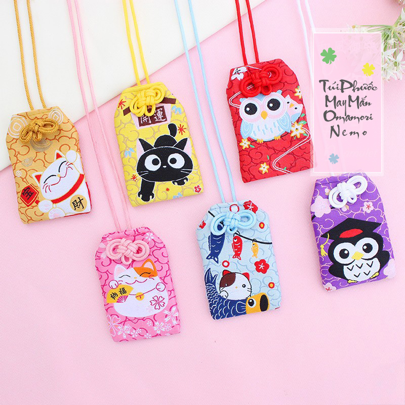 Túi Gấm Omamori May Mắn nhiều ý nghĩa  tặng Túi Bảo Vệ tặng Đá Ngũ Sắc tặng Hoa Oải Hương Nụ Khô - OMG6M