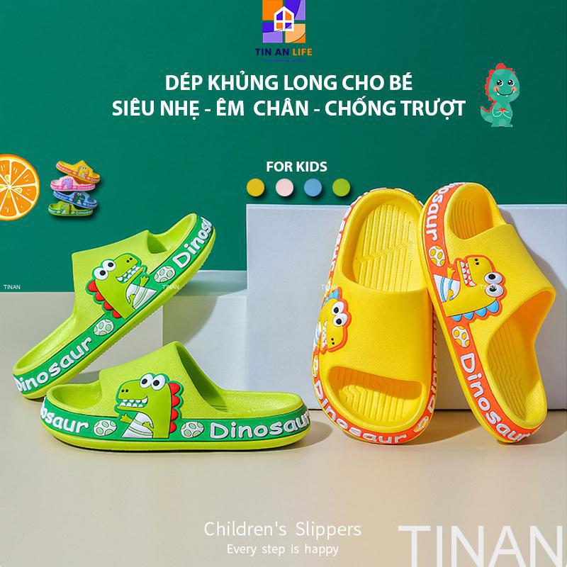Dép quai ngang khủng long cho bé 2-5 tuổi, êm chân, đi dạo, mang trong nhà, bám sàn không trơn trượt