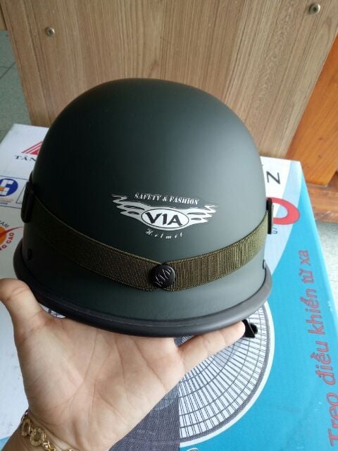 Nón Bảo Hiểm 1/2 Kiểu Quân Đội mỹ - Màu Xanh Lính không Vành tai - Vòng đầu từ 53 đến 58 (cm)