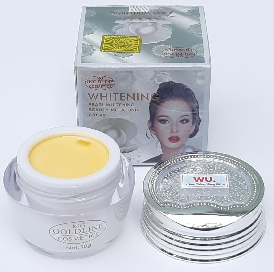 Kem Nám Ngọc Trai 7 Days dưỡng trắng da, tàn nhang vết thâm Whitening pearl beauty cream MG Goldline cosmetics Thái Lan 30g
