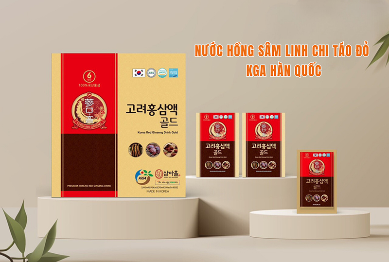 Nước Hồng Sâm Linh Chi Táo Đỏ KGA Hàn Quốc 30 Gói x 70ml - RED GINSENG LINGZHI