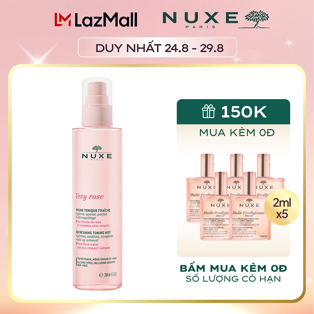 Xịt khoáng dưỡng ẩm chiết xuất hoa hồng Nuxe Very Rose 200ml