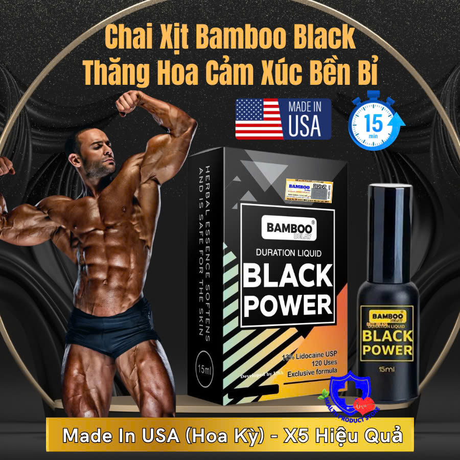 Chai xịt kéo dài thời gian lâu ra dành cho nam giới Bamboo Delay Black Power 15ml
