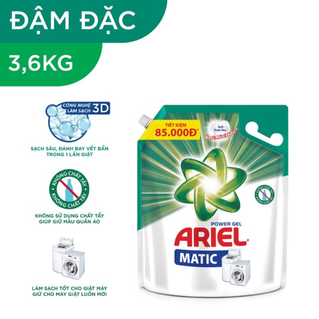 Ariel matic nước giặt túi 3.6kg-3.25kg
