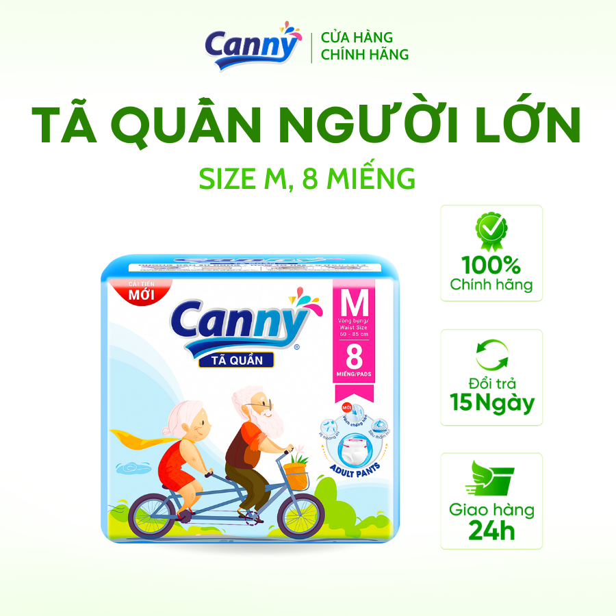 Tã/bỉm quần người lớn, người già canny siêu mềm, siêu thấm, kháng khuẩn size m/l/xl
