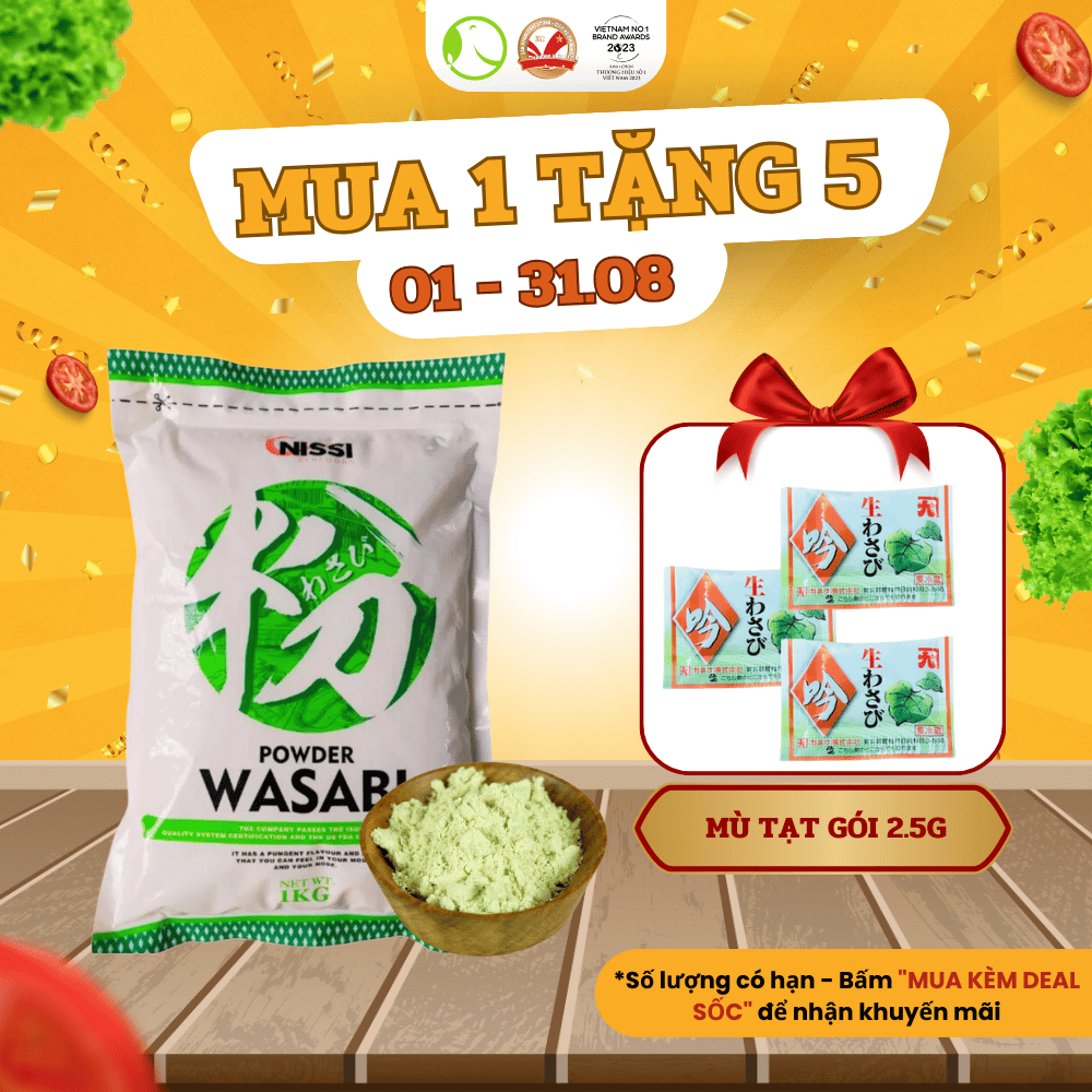 [MUA 1 TẶNG 5] Mù Tạt Bột Wasabi Nissi Nguyên Chất - Gói 1Kg