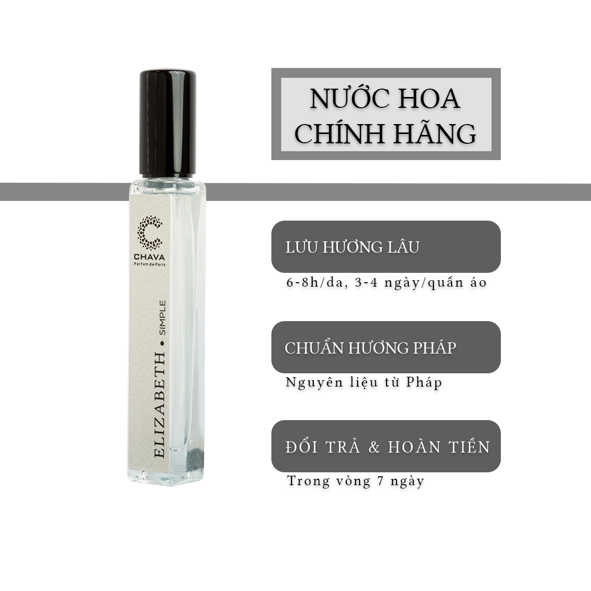Nước hoa elizabeth 10ml chava simple chính hãng dành cho nữ thơm lâu