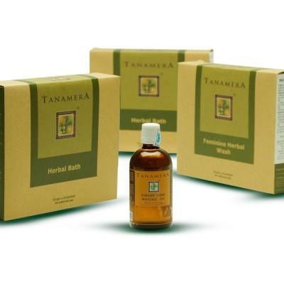 Bộ Thảo dược xông tắm + Thảo dược vệ sinh phụ nữ + Dầu Massage hỗn hợp gừng Tanamera