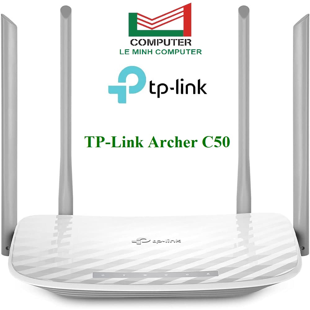 Bộ Phát Wifi TP-Link Archer C50 Chính hãng (4 anten, 1167Mbps, Repeater, 4 LAN) Router WiFi Băng tần Kép 2.4GHz và 5GHz