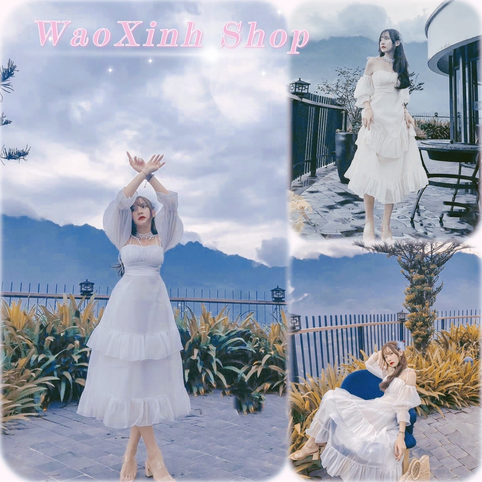 [HCM][Ảnh + Clip thật] ĐẦM VÁY MAXI BOHO VINTAGE TRẮNG TẦNG TRỄ VAI XINH NHƯ CÔNG CHÚA