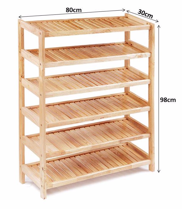 Kệ dép gỗ 80cm - 6 tầng