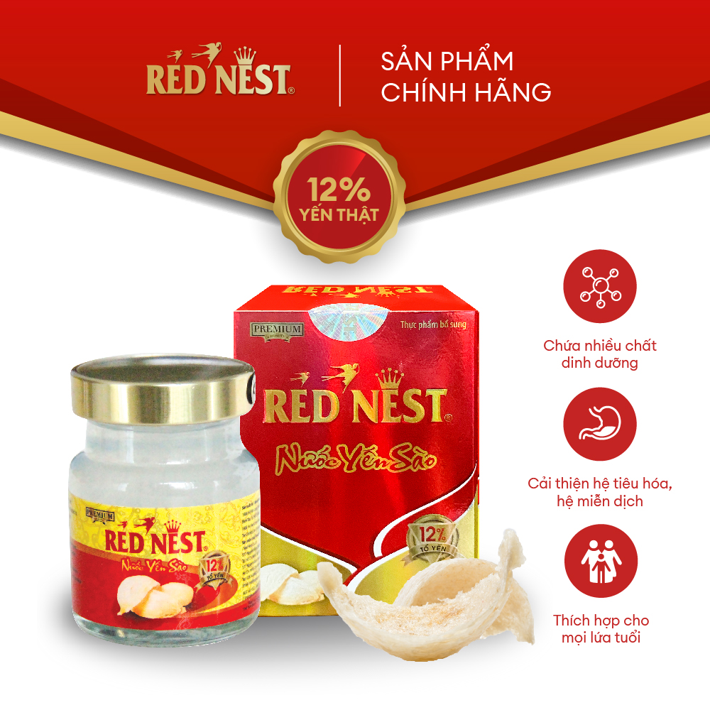 Yến sào red nest - nước yến sào đường phèn 12%