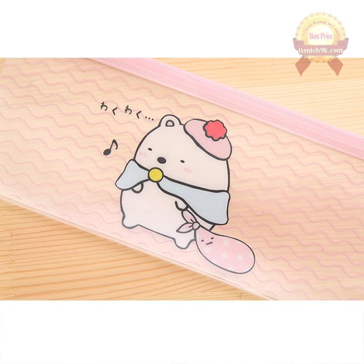 Hộp bút túi đựng bút nền trong suốt nhìn xuyên dễ thương