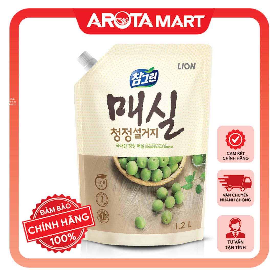 Nước rửa chén Lion chiết xuất quả mơ Organic 1.2L số 1 Hàn Quốc