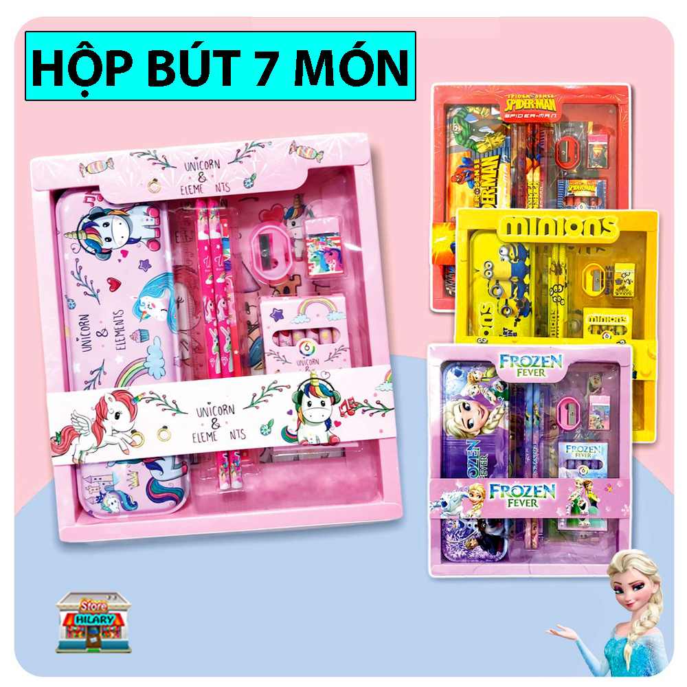 Hộp bút 7 món - hộp bút cho bé , hộp bút cute , hộp bút siêu nhân , hộp bút sắt , hộp bút cho bé gái , hộp bút công chúa el sa