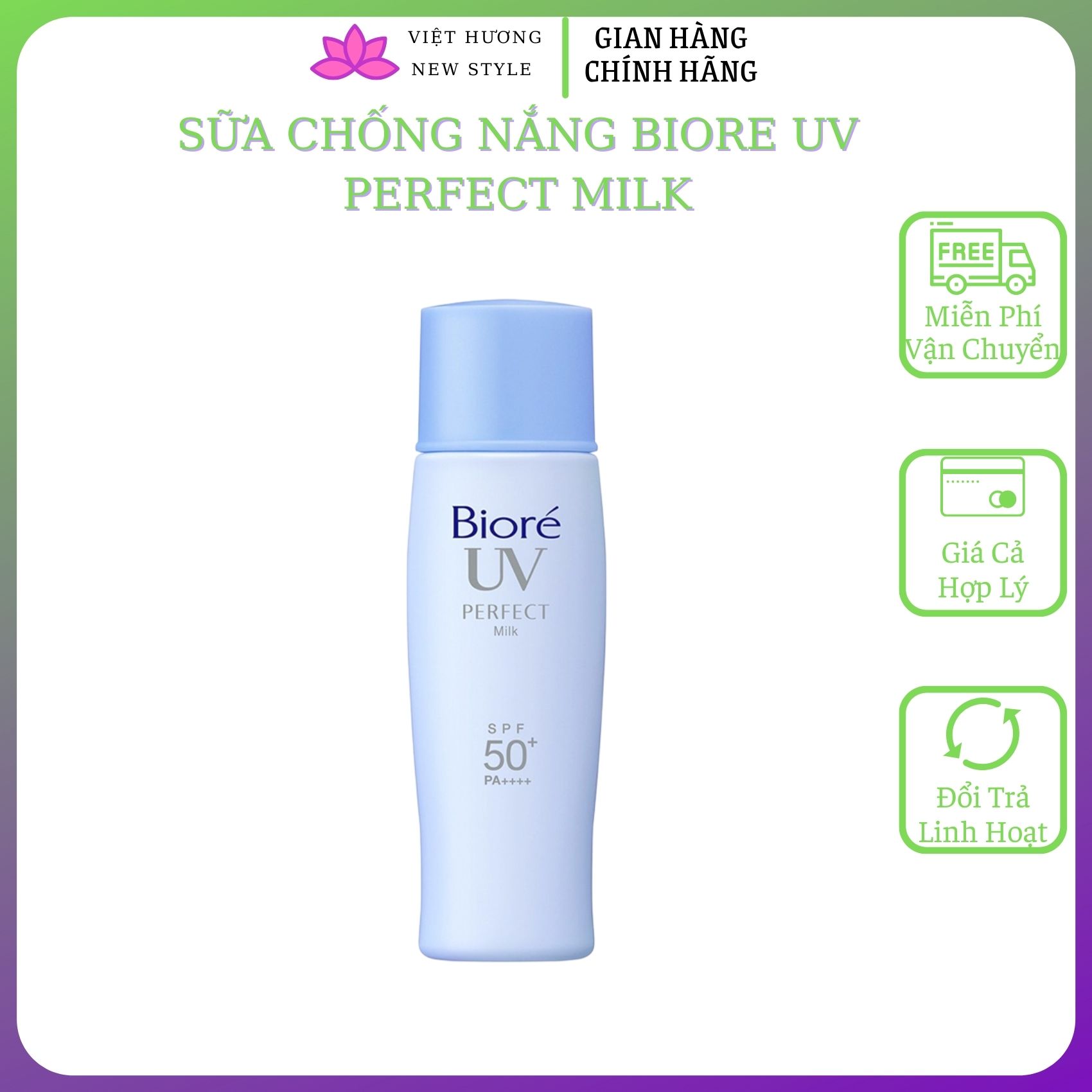 CHÍNH HÃNG + Free shipSữa chống nắng Biore UV Perfect Milk SPF50+PA++++