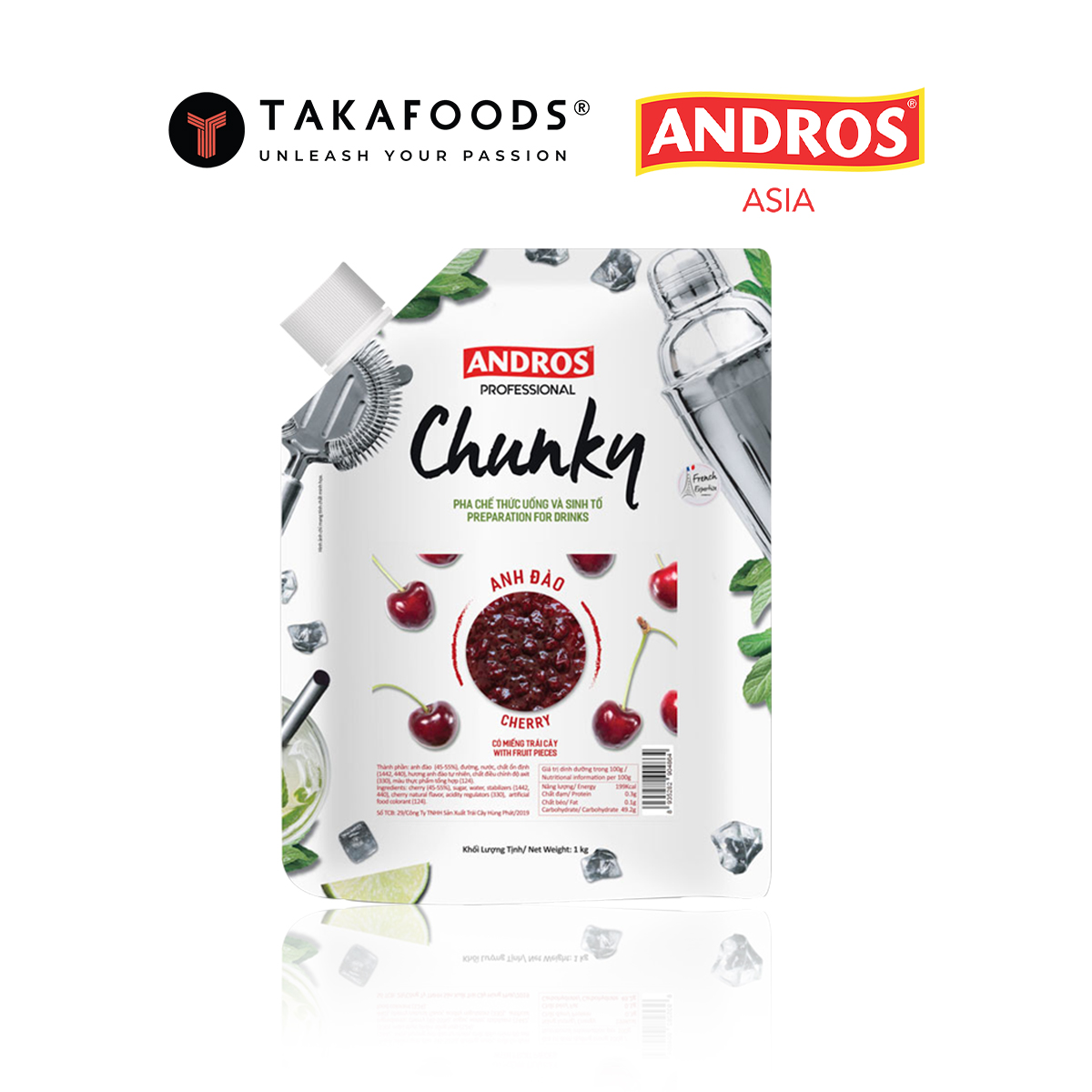 Mứt trái cây Chunky anh đào bịch 1 kg. Hàng công ty có sẵn giao ngay