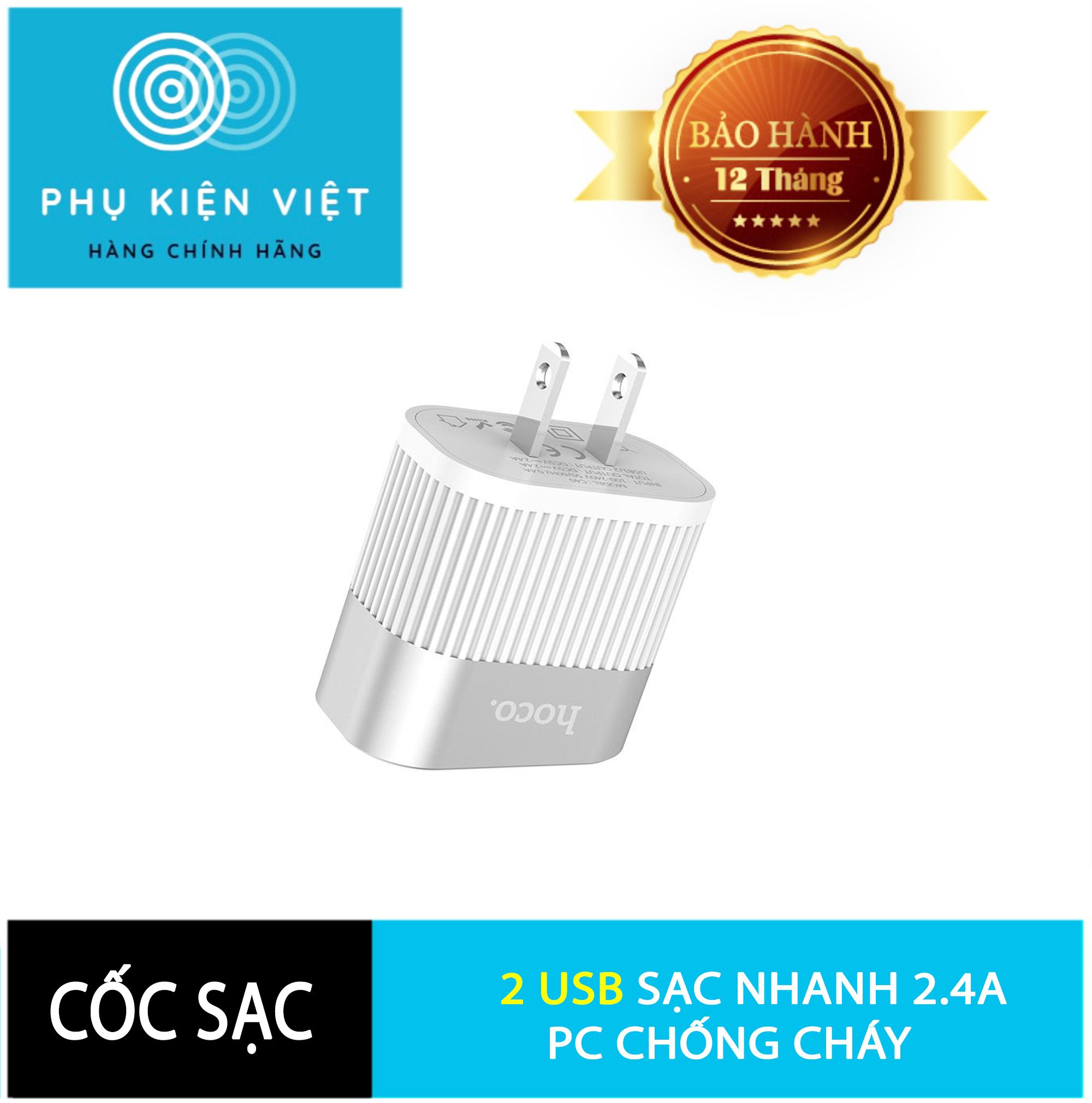 Cốc sạc 2 cổng cao cấp hoco c40 sạc nhanh 2.4a sản phẩm có 2 màu