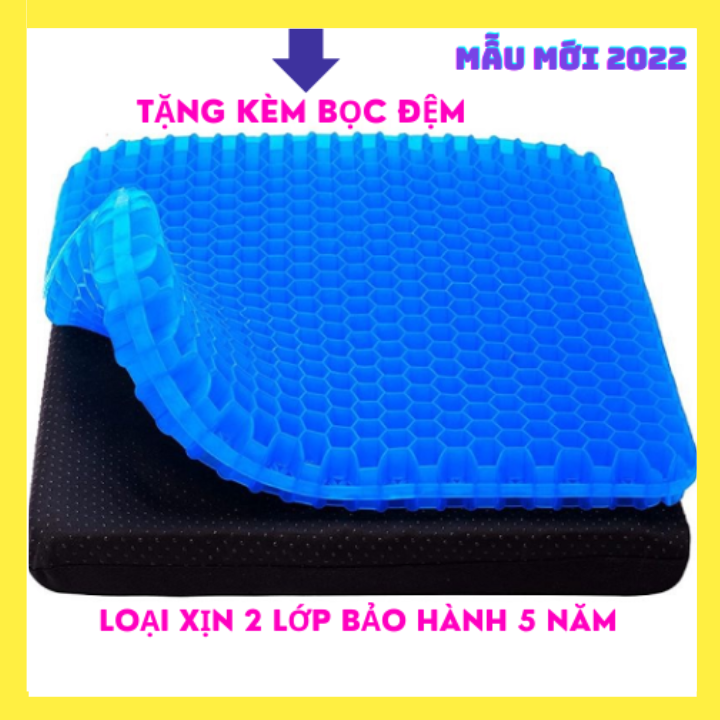 [ TẶNG KÈM TÚI BỌC ĐỆM ] Đệm ngồi 3D cao cấp thoáng khí - Nệm lót ghế gel silicon tổ ong chống ê mông, mỏi lưng
