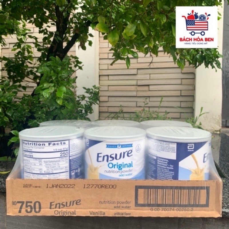 Lốc 6 lon sữa ensure mỹ 397g hương vani
