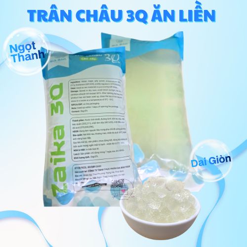 Trân Châu 3Q Zaika Jelly Trắng 2kg – Trân Châu Ăn Liền Dai Giòn, Topping Trà Sữa