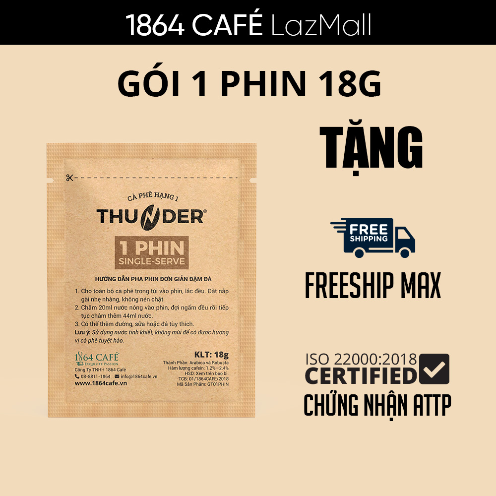 Cà phê thunder 1 phin 18g nhãn nâu