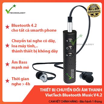 Thiết Bị Chuyển Đổi  Âm Thanh Có Dây Thành Không Dây VietTech Bluetooth Music V4.2 ( KHÔNG KÈM TAI NGHE)